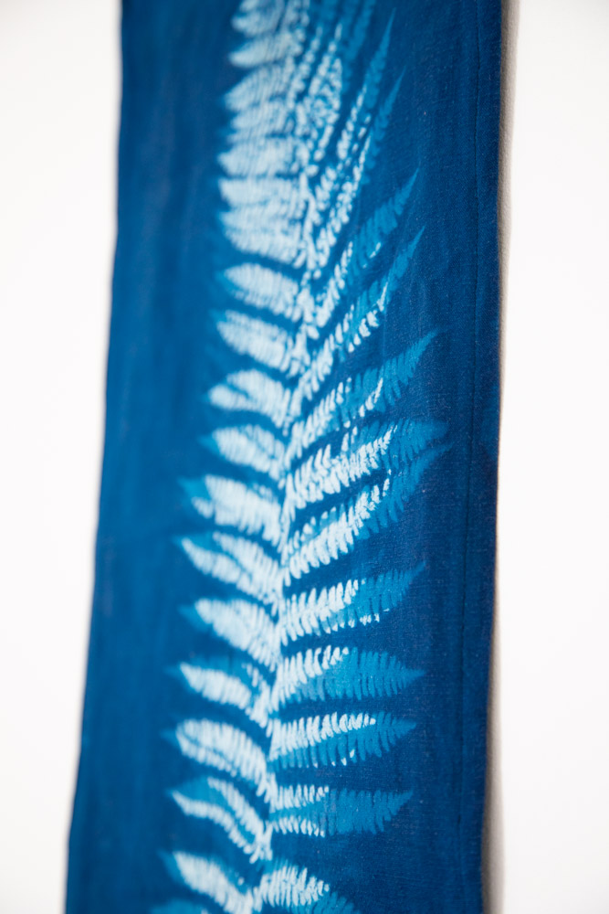 décoration d'intérieur, kakemono en tissus, technique cyantoype