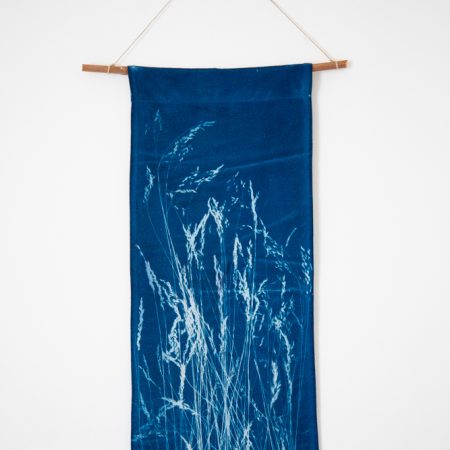 cyanotype, kakemono, graminées, végétal, décoration, d'intérieur